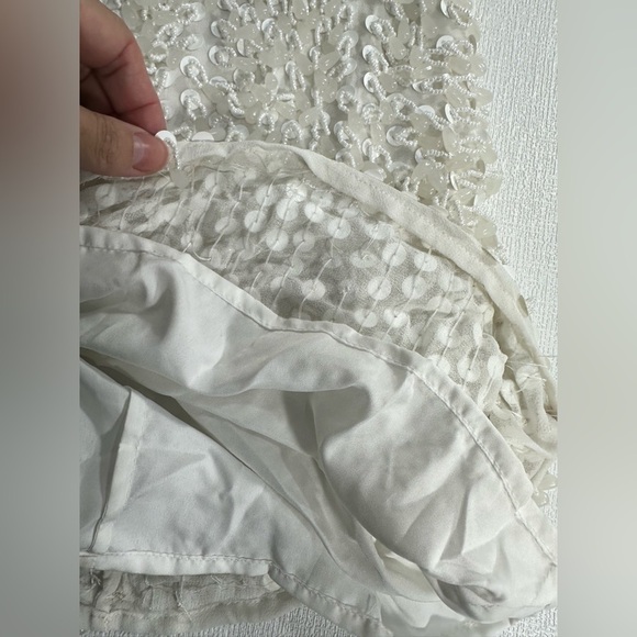 NWT ASOS DESIGN batwing embellished drip bead wrap mini dress in white SIZE 2 - Picture 15 of 16